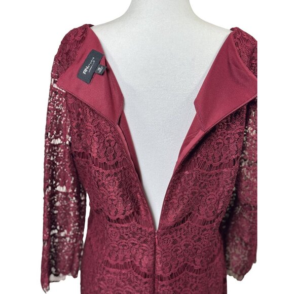 RN STUDIO by Ronni Nicole  Size 16 Women Elegant Burgundy Lace Dress Back Zipper - Picture 4 of 10